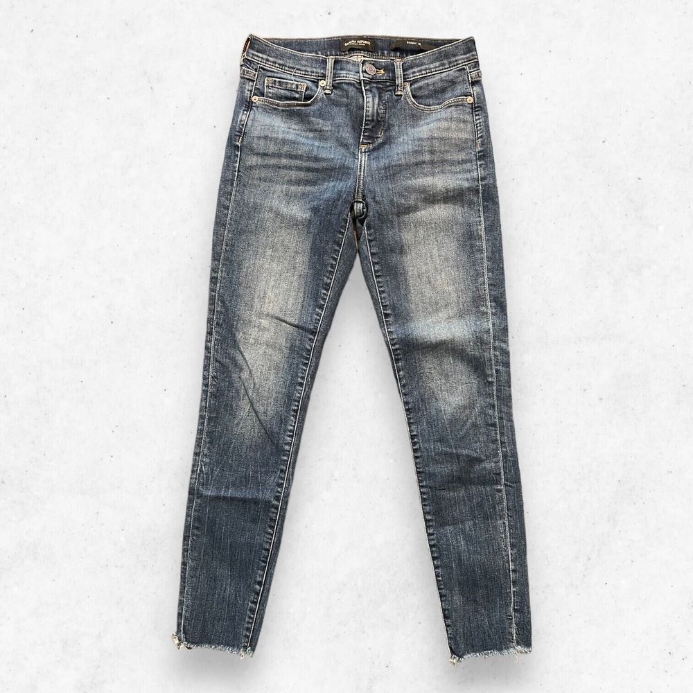 Banana Republic Premium Denim Skinny Indigo Women's‎ 26 Raw Hem Stretch Low Rise